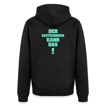 Geschenk für Bautechniker - Unisex Premium Bio Zip Hoodie - Schwarz - Hinten - Nico (187cm)