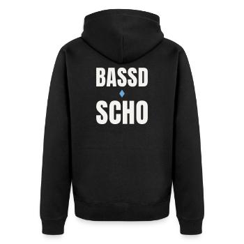 Bassd scho - Symbole folklrique du dialecte bavarois - Veste à capuche bio Premium Unisexe - noir - Dos - Nico (187cm)
