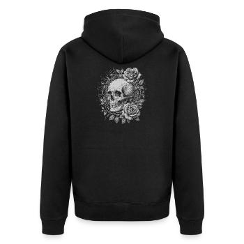 Crâne et roses - Veste à capuche bio Premium Unisexe - noir - Dos - Nico (187cm)