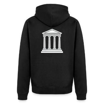 Klassischer Tempel Säulen Silhouette - Unisex Premium Bio Zip Hoodie - Schwarz - Hinten - Nico (187cm)