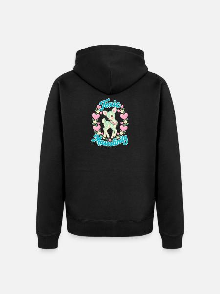Pastell Reh mit Herzen - Unisex Premium Bio Zip Hoodie - Schwarz