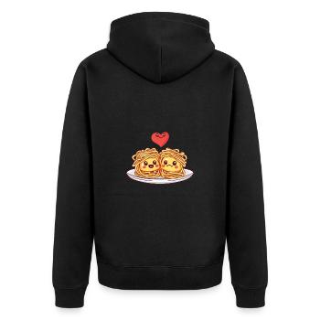 Nudeln Pasta Paar Liebe Herz Valentinstag - Unisex Premium Bio Zip Hoodie - Schwarz - Hinten - Nico (187cm)