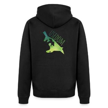 usedom - Unisex Premium Bio Zip Hoodie - Schwarz - Hinten - Nico (187cm)