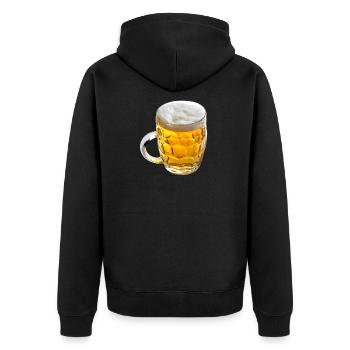 Goldenes Bierglas Motiv - Unisex Premium Bio Zip Hoodie - Schwarz - Hinten - Nico (187cm)