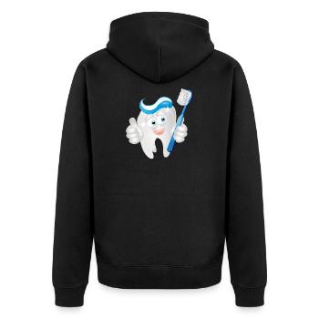 Dent blanche rayonnante avec du dentifrice en bande dessinée - Veste à capuche bio Premium Unisexe - noir - Dos - Nico (187cm)