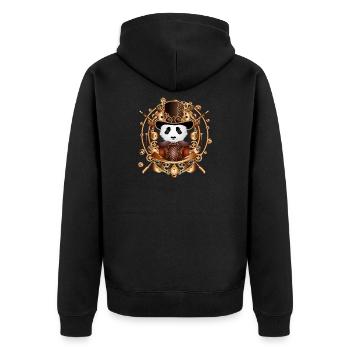 Steampunk Panda Bear avec chapeau cylindre dans le cadre - Veste à capuche bio Premium Unisexe - noir - Dos - Nico (187cm)