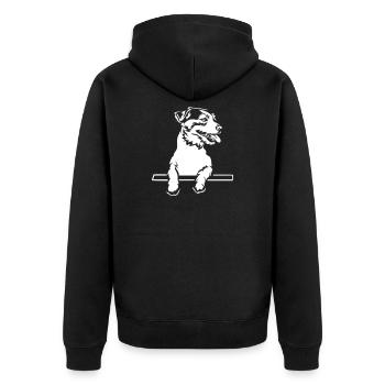 Jack Russell Terrier "Black Edition" - Unisex Premium Organic Zip Hoodie - black - Back - Nico (187cm)