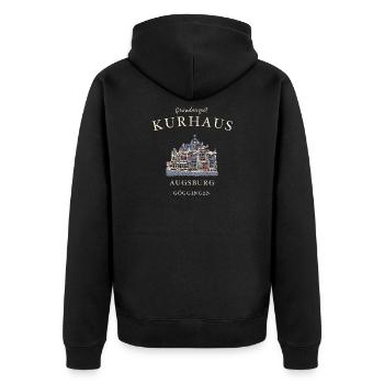 Augsburg Göggingen, Kurhaus, Bayern - Unisex Premium Bio Zip Hoodie - Schwarz - Hinten - Nico (187cm)