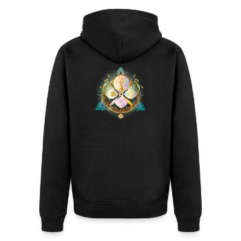 Amulet with golden tree and nature elements - Unisex Premium Organic Zip Hoodie - black - Back - Nico (187cm)