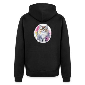 Persian cat - Unisex Premium Organic Zip Hoodie - black - Back - Nico (187cm)