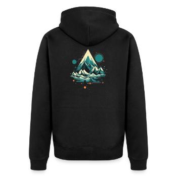 Faszinierende Berglandschaft mit Polarlichtern - Unisex Premium Bio Zip Hoodie - Schwarz - Hinten - Nico (187cm)
