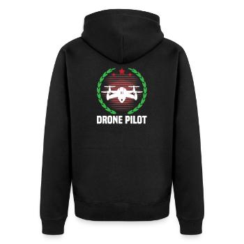Drohnen-Pilot - Unisex Premium Bio Zip Hoodie - Schwarz - Hinten - Nico (187cm)