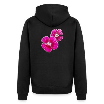 Poésie de l’œillet – focus sur les fleurs du jardin - Veste à capuche bio Premium Unisexe - noir - Dos - Nico (187cm)