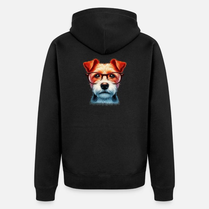 Chien avec des lunettes - Veste à capuche bio Premium Unisexe - noir