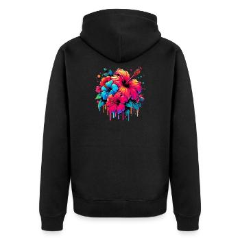 Fleurs d’hibiscus - Veste à capuche bio Premium Unisexe - noir - Dos - Nico (187cm)
