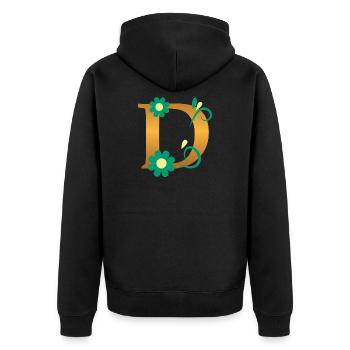 D - Unisex Premium Bio Zip Hoodie - Schwarz - Hinten - Nico (187cm)