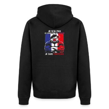 PIG'S HEAD - Unisex Premium Organic Zip Hoodie - black - Back - Nico (187cm)