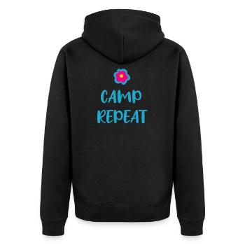 Camp Repeat coole Sprüche Urlaub englisch Fan - Unisex Premium Bio Zip Hoodie - Schwarz - Hinten - Nico (187cm)