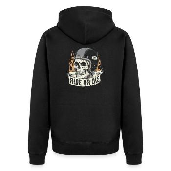 Ride or Die - Unisex Premium Bio Zip Hoodie - Schwarz - Hinten - Nico (187cm)