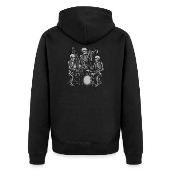 Skeleton Jazz Band Illustration - Unisex Premium Organic Zip Hoodie - black - Back - Nico (187cm)