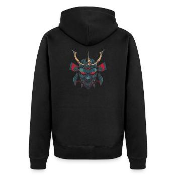 Mech Samurai - Unisex Premium Organic Zip Hoodie - black - Back - Nico (187cm)