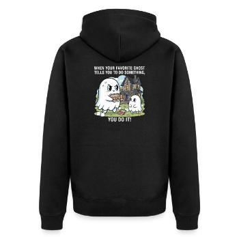 Mein Lieblingsgeist - Unisex Premium Bio Zip Hoodie - Schwarz - Hinten - Nico (187cm)