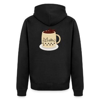 Mug visage de chat avec empreintes de pattes - Veste à capuche bio Premium Unisexe - noir - Dos - Nico (187cm)