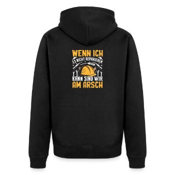 T-shirt drôle d’artisan – Si je ne le fais pas - Veste à capuche bio Premium Unisexe - noir - Dos - Nico (187cm)