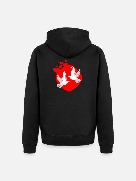 Dove of love on red background - Unisex Premium Organic Zip Hoodie - black
