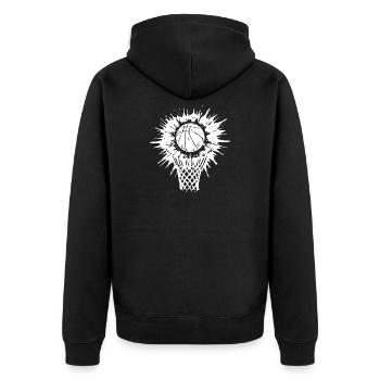 Energetische Basketball-Kunst - Unisex Premium Bio Zip Hoodie - Schwarz - Hinten - Nico (187cm)