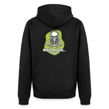 Gamer Skelett Noch Ein Level - Unisex Premium Bio Zip Hoodie - Schwarz - Hinten - Nico (187cm)