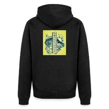 Fish Meter Art Yellow - Unisex Premium Organic Zip Hoodie - black - Back - Nico (187cm)