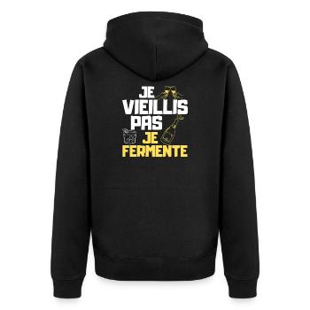 Ich alter nicht fermentiertes Bier lustiges Geschenk - Unisex Premium Bio Zip Hoodie - Schwarz - Hinten - Nico (187cm)