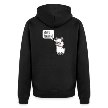 Little llama stays stable! Stay stable too! - Unisex Premium Organic Zip Hoodie - black - Back - Nico (187cm)