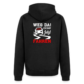 Driving License 2026 Driving Test Driving License Test - Unisex Premium Organic Zip Hoodie - black - Back - Nico (187cm)