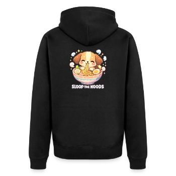 Ramen Kawaii Hund - Unisex Premium Bio Zip Hoodie - Schwarz - Hinten - Nico (187cm)
