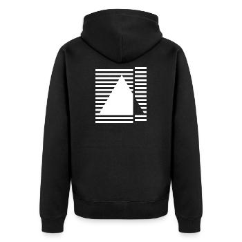 Geometric triangle Bauhaus inspired design - Unisex Premium Organic Zip Hoodie - black - Back - Nico (187cm)
