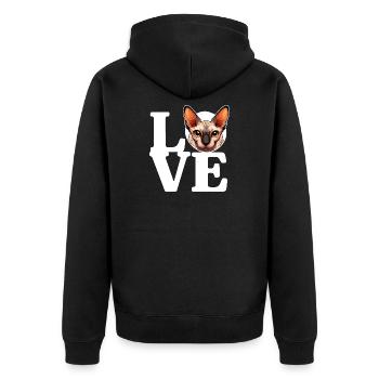 LIEBE Canadian Sphynx Cat Cat Lover Lustig - Unisex Premium Bio Zip Hoodie - Schwarz - Hinten - Nico (187cm)