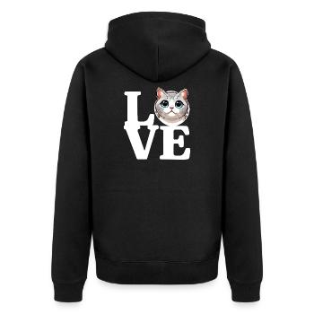 J’ADORE Chat Amoureux Chat Drôle - Veste à capuche bio Premium Unisexe - noir - Dos - Nico (187cm)