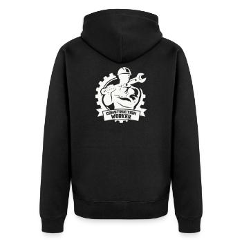 Ouvrier du bâtiment robuste avec engrenages - Veste à capuche bio Premium Unisexe - noir - Dos - Nico (187cm)