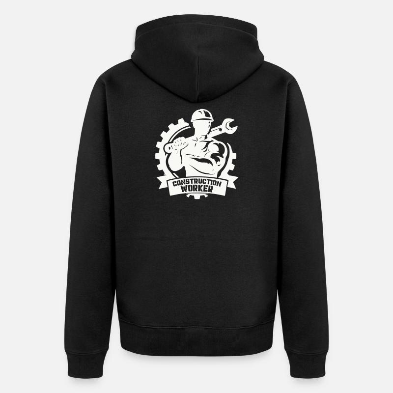 Starker Bauarbeiter mit Zahnrädern - Unisex Premium Bio Zip Hoodie - Schwarz
