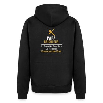 Papa Bricoleur Humour Si Papa Ne Peut Pas Le Répar - Veste à capuche bio Premium Unisexe - noir - Dos - Nico (187cm)