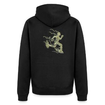 Stilisierter Rocket Runner - Unisex Premium Bio Zip Hoodie - Schwarz - Hinten - Nico (187cm)