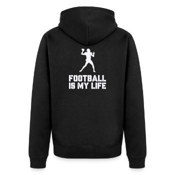 Football ist mein Leben Silhouette - Unisex Premium Bio Zip Hoodie - Schwarz - Hinten - Nico (187cm)
