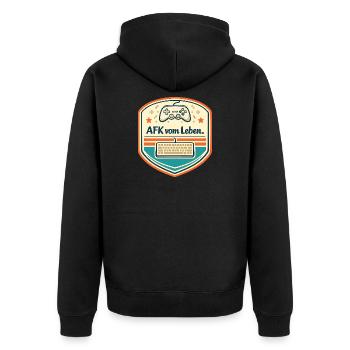 AFK vom Leben Retro Badge - Unisex Premium Bio Zip Hoodie - Schwarz - Hinten - Nico (187cm)