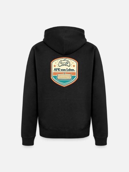 AFK vom Leben Retro Badge - Unisex Premium Bio Zip Hoodie - Schwarz