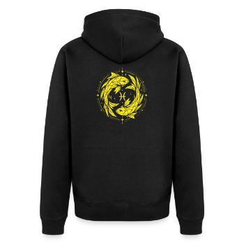 Symbole des Poissons – Doux & Moderne - Veste à capuche bio Premium Unisexe - noir - Dos - Nico (187cm)