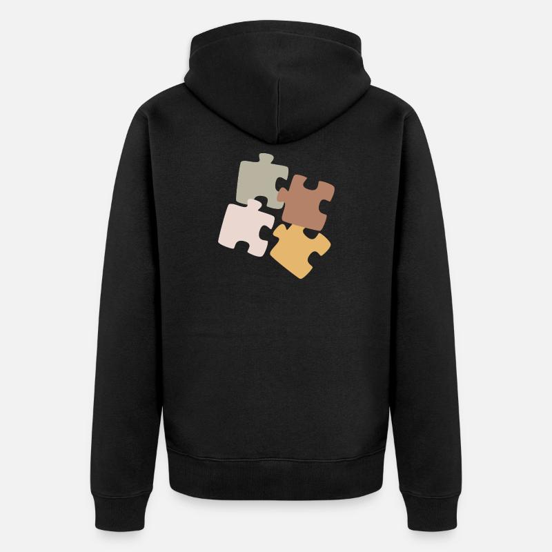 Puzzle Patchwork Vielfalt - Unisex Premium Bio Zip Hoodie - Schwarz