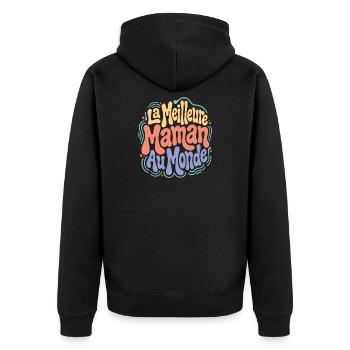 Meilleure Maman au Monde – Douceur Joyeuse - Veste à capuche bio Premium Unisexe - noir - Dos - Nico (187cm)