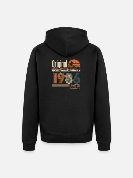 Vintage 1986 Vintage Retro Birthday Gift - Unisex Premium Organic Zip Hoodie - black